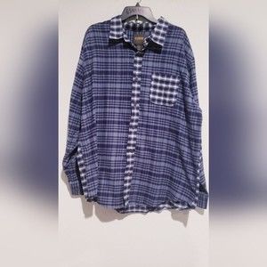 Redmond Size Large Mens Blue Plaid Flannel Shirt Button Up Top NWT Size XXL